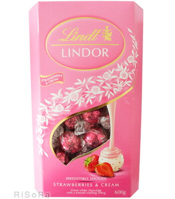Lindt　LINDOR　リンツ　リンドール　600g　ストロベリークリーム　イチゴ　苺　チョコレート　バレンタイン　贈答　お菓子　輸入　コストコ